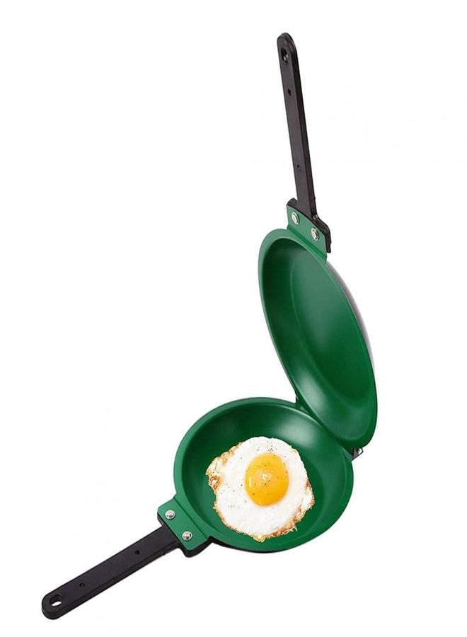 BYRM Double Sided Frying Pan, Omelet Maker Pan, Double Sided Non-Stick Ceramic Coating Frying Pan with Lid for Frying Eggs Pancakes for Home Kitchen Cookware Stovetop Disk with Handle - Image 3